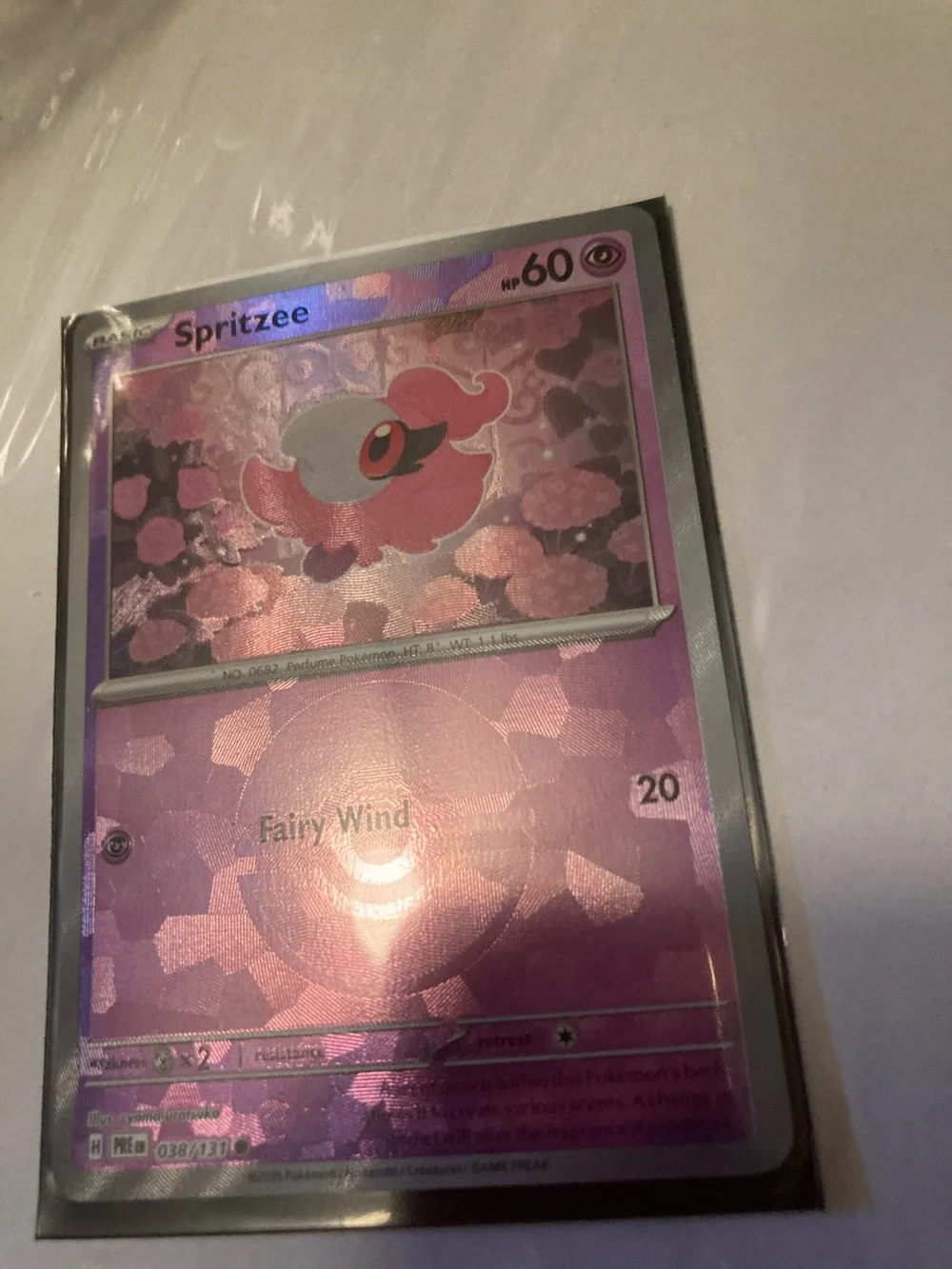 POKEBALL Pokemon Spritzee Pink Purple Holo Trading Card